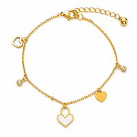 Bracelet à breloques en acier inoxydable plaqué or, chaîne avec fermoir cœur, bijou de poignet tendance, accessoire unisexe