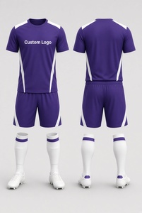Custom Logo Soccer Kit White Black V-Neck Short Sleeve Jersey Shorts <b>Socks</b> Set Unisex Adult All Season - Product Image 4