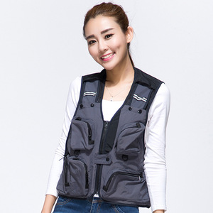 Chaleco de Pesca Multibolsillos Impermeable para Fotografía al Aire Libre, Ropa de Trabajo, Beige, Gris, Rojo, Azul, Naranja, Fibra de Poliéster Delgada SY025 - Product Image 4