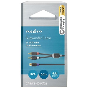 Cable de audio estéreo chapado en oro de 2x RCA macho a RCA hembra de 20 cm - Product Image 3