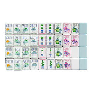 Coffret de Mahjong Américain 160 pièces Pastel Aquarelle Bleu Clair Face Avant Rose Vert Rayé Côté Cadeau Décontracté de Collection pour les Fêtes - Product Image 5