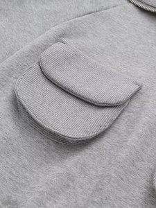 Luluxiyaya 3D vera doppia tasca corta girocollo mezza Zip 2024 autunno <span class=keywords><strong>felpa</strong></span> larga donna - Product Image 6