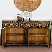 Armoire de salon traditionnelle antique avec panneaux décoratifs, coffre rectangulaire à 3 tiroirs, en bois, meubles écologiques pour la maison