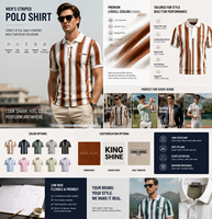 Nouveauté 2026 : Polo Homme Premium Vintage Décontracté à Rayures en Poly Piqué – Idéal pour le Golf, Uniformes et Tenues Sportives