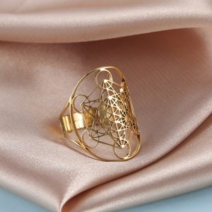 Anillo de Acero Inoxidable con Sello de Ángel Arcángel Metatrón, Los Secretos del Jardín de los Cabalistas, Anillos Geométricos de Salomón para Mujer - Product Image 2