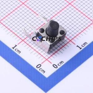 TC-6615-7.5-260G Tactile Switch Bent Lead Through Hole-4P,6x6mm Single Pole Single Throw Round Button 2.6N Right Angle Insert - Product Image 1