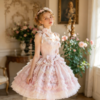 Robe de princesse élégante rose Confession Rose, jupe bouffante, style Lolita douce, pour femme adulte, tenue de cosplay pour fête d'anniversaire
