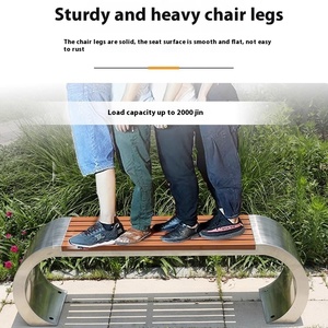 Aço inoxidável moderno Anti-Corrosão Parque Banco de madeira maciça Outdoor Leisure Banco para Comunidades Pátios Shoppings Fileiras - Product Image 3