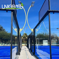 Terrain de padel panoramique CE FIP de fabrication directe d'usine, 12 mm de verre, acier galvanisé, LED, intérieur/extérieur, pour clubs