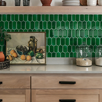 Autocollants muraux imperméables à motif chevrons vert pour salle de bain et cuisine, parfaits pour la rénovation d'hôtels et d'appartements