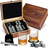 Meilleure Vente 2025 : Ensemble Verres à Whisky et à Vin avec Boîte en Bois et Pierres à Whisky, Verres en Cristal 60ml pour Hôtels et Cadeaux d'Affaires