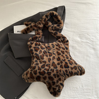 Sac Tendance 2024 coréen fille chaude rétro sous les bras sac à bandoulière drôle étoile de mer imprimé léopard sac fourre-tout en peluche