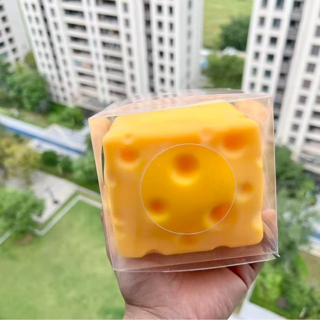 11CM Jumbo Cheese Squishy Toy Extra Large Slow Rebound Decompression Fidget, Soft Realistic Cheese Shape Stress Ball Gift