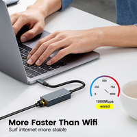 Adaptateur Ethernet USB/Type C vers RJ45 en alliage d'aluminium, adaptateur Gigabit Ethernet rapide 1 000 Mbps