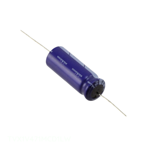 ตัวเก็บประจุแบบ Through Hole รุ่น TVX1V471MCD1LW ของแท้ ยี่ห้อ CAP ALUM ความจุ 470uF 20% 35V แบบ AXIAL TH - Product Image 1