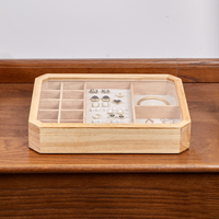 Boîte à bijoux en bois élégante de grande taille avec logo personnalisé en gros pour boucles d'oreilles, bagues, montres, colliers