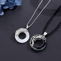 Collier de Couple de Style chinois femme amoureux homme pendentif piscine de Lotus pour hommes par Moonlight Dragon & Phoenix Antique