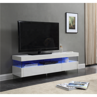 Support Tv avec miroir et lumière LED, 1 pièce, meuble de salon, unité pare-feu, éclairage LED