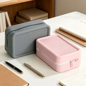 Eco-Friendly Durable Foldable Portable <b>Waterproof</b> <b>Silicone</b> Makeup Bag Zipper Closure Fashion Cosmetic Organizer Case for Outdoor - Product Image 1