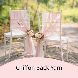 Fancy Curly Willow Flower Chair Band Chiffon Chair Sashes For Wedding Chair
