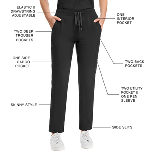 Bộ đồ y tế nữ may đo - Áo blouse cổ mandarin rộng rãi & quần cargo ống đứng ôm sát, 13 túi - Product Image 6