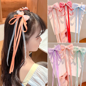 Set di 2 fermagli per capelli lunghi con nastro per bambine, fermagli a fiocco con nappa di alta qualità per neonate, accessori per capelli - Product Image 3