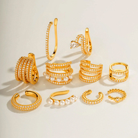 Diseño Moderno Chapado en Oro para Oreja sin Perforar, Brazalete de Cartílago sin Perforación, Pendiente de Oreja con Circonita Cúbica, Joyería para Mujer