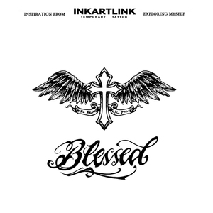 INKARTLINK Pegatina <span class=keywords><strong>de</strong></span> tatuaje para el cuerpo, tatuaje temporal <span class=keywords><strong>de</strong></span> papel, Cruz Bendita, impermeable, ecológico, <span class=keywords><strong>de</strong></span> larga duración (15 días), a granel - Product Image 3