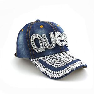 Nuevo Sombrero Vaquero de Mezclilla con Incrustaciones de Diamantes QUEEN, de 6 Paneles, Ajustable, para Mujer, a la Moda, con Protección Solar para Exteriores - Product Image 2