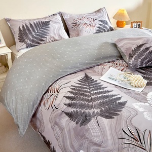 Juego de Ropa de Cama de 4 Piezas con Estampado Botánico Moderno, Funda de Edredón de Microfibra Suave con Cierre de Cremallera y Diseño Geométrico Reversible - Product Image 3