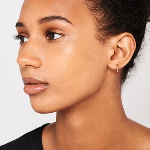 Bohemian 925 Sterling Silver Fashion Solitarie Cubic Zirconia Drop Hoop Earring - Product Image 5