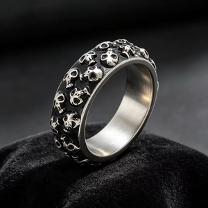 Anel Vintage Punk com Crânio em Relevo, Aço Inoxidável, Joia Gótica Masculina, Acessório para Fantasia de Halloween, Atacado - Product Image 4