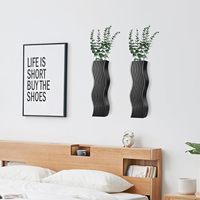 Vases suspendus en bois noir, lot de 2, vase mural pour plantes artificielles, décoration moderne de style farmhouse, décoration murale bohème