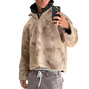 Finch Garment Ropa de calle personalizada Fleece Blank Pullover Poliéster Sudadera Baggy Lana gruesa Fuzzy Sherpa Chaqueta recortada de invierno - Product Image 3