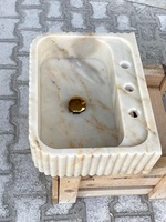 Stonekocc Calacatta Viola Lavabo à 3 trous en marbre naturel Bords festonnés Bassin de comptoir mural pour villa, hôtel, bureau