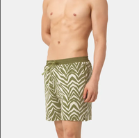 Shorts de bain pour hommes personnalisés en gros, décontractés, à rayures vertes, ultra-extensibles, à séchage rapide, en tissu texturé, écologiques