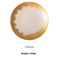 Assiettes et bols à salade jetables modernes en gros pour événements, nouveau modèle avec motif uni poli à la feuille d'or