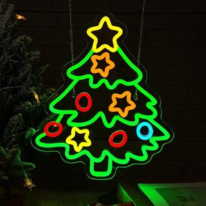 Albero di natale ghirlande insegna al Neon dimmerabile natale segno di luce a <span class=keywords><strong>LED</strong></span> per la festa di festa Home Bar Festival decorazione da parete USB alimentato
