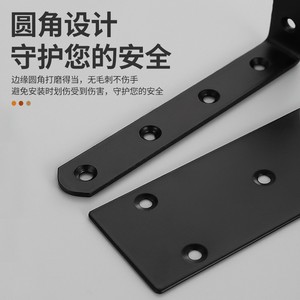 Support d'étagère en acier inoxydable noir, connecteur d'angle droit, kit de fixation - Product Image 4
