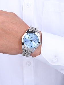 <span class=keywords><strong>Orologio</strong></span> al Quarzo Unisex Luminoso con Cinturino in Acciaio Inossidabile, Cassa in Lega Impermeabile, Quadrante Rotondo, Personalizzabile - Product Image 4
