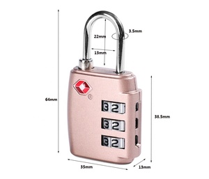 กุญแจล็อครหัสแบบกลไก ABS สำหรับ <span class=keywords><strong>TSA</strong></span> Customs พร้อมระบบเตือนความจำ ป้องกันน้ำได้มาตรฐาน IP66 สำหรับกระเป๋าเดินทางและตู้เก็บของในโรงยิม - Product Image 5