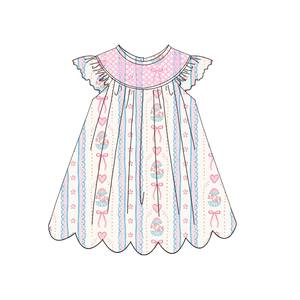 Ropa Infantil al por Mayor, Ropa para Niños con Bordado, Ropa de Pascua para Niñas, Estampado Floral de Huevos, Conjunto de Algodón para Bebé<span class=keywords><strong>s</strong></span> con Volantes - Product Image 3