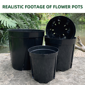 Macetas de Plástico Resistentes para Viveros, Macetas Grandes para Plantas de Jardín con Orificio de Drenaje para Plantar Árboles, Color Negro - Product Image 2