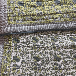 New Latest Design Hand Block Printed Cotton Kantha <b>Quilt</b> Cover Floral Wholesale Handmade Patchwork Summer Blanket <b>Bedspread</b> - Product Image 1