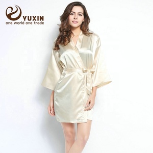 Jubah Pengiring Pengantin Jubah Satin Berkualitas Tinggi Lengan Tiga Perempat Spandex Jubah Sutra Lebih Tebal 6010 - Product Image 4