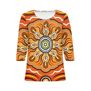 Camiseta abotonada para <span class=keywords><strong>mujer</strong></span>, 3/4 Camiseta de manga, camisetas con patrón <span class=keywords><strong>aborigen</strong></span> tribal <span class=keywords><strong>australiano</strong></span>, camiseta informal diaria, camisetas Vintage para <span class=keywords><strong>mujer</strong></span> - Product Image 3