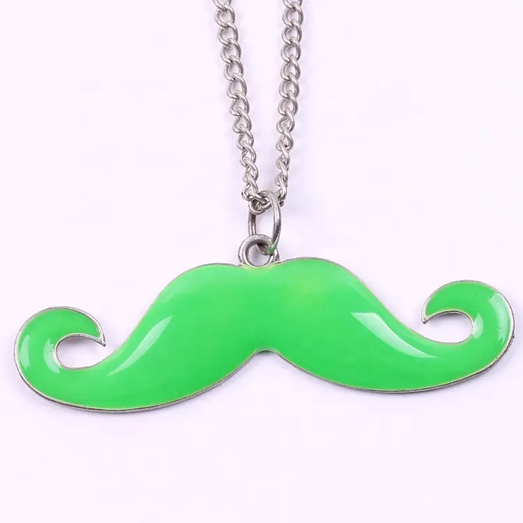 Collar con colgante de modelado de bigote verde de moda Unisex para compromiso de Navidad regalo de boda o fiesta