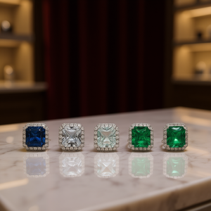 Anillos Elegantes de Piedras Preciosas para Mujer, Corte Princesa, Zafiro, Circonita Cúbica, Engaste Pavé, Joyería de Boda y Compromiso, Estilo Glamuroso - Product Image 2