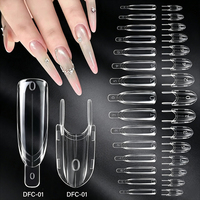 120 moules à ongles carrés réutilisables en PP transparent, double couverture complète, pour manucure supérieure et inférieure