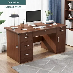 Modern Wooden Office <strong>Desk</strong> with Drawers &amp; Storage Cabinet <strong>Pull</strong> <strong>Out</strong> Keyboard Tray Staff Computer Workstation for Home Company Use - Product Image 5